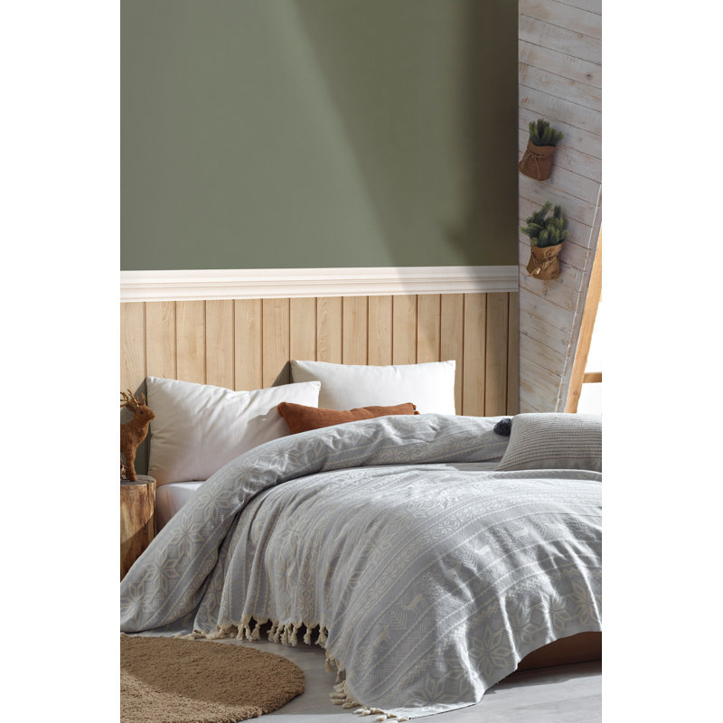 Courtepointe 100% coton Moneta, Gris clair
