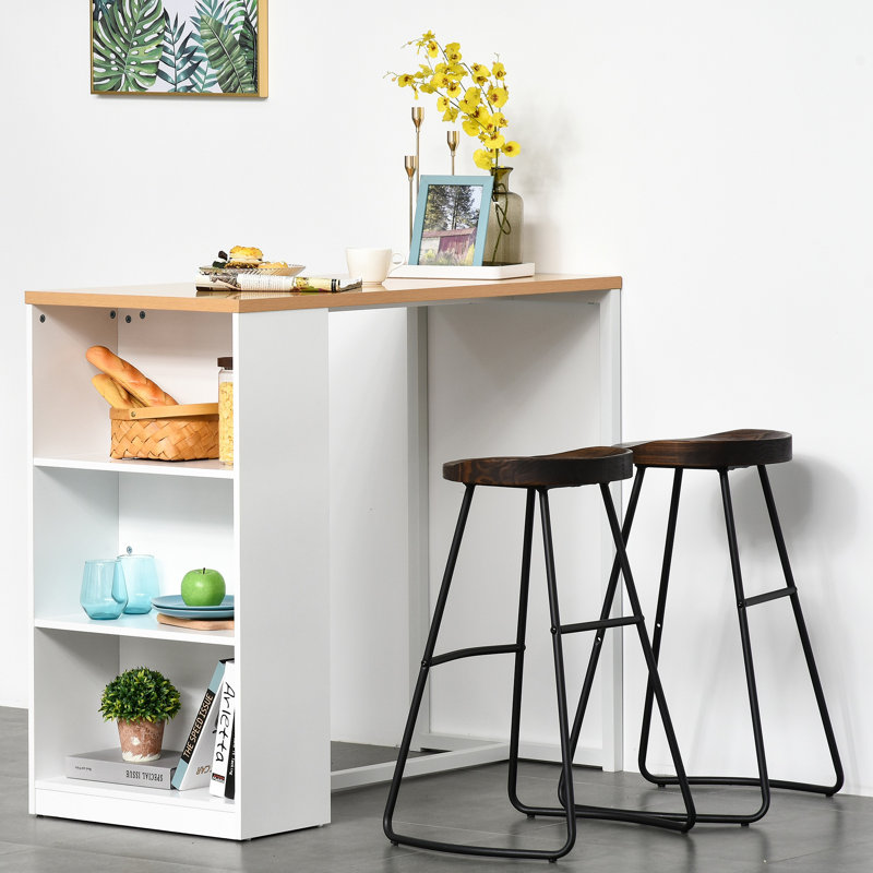Table de salle à manger à hauteur de comptoir moderne avec 3 tablettes de rangement pour la cuisine, la salle à manger et le salon