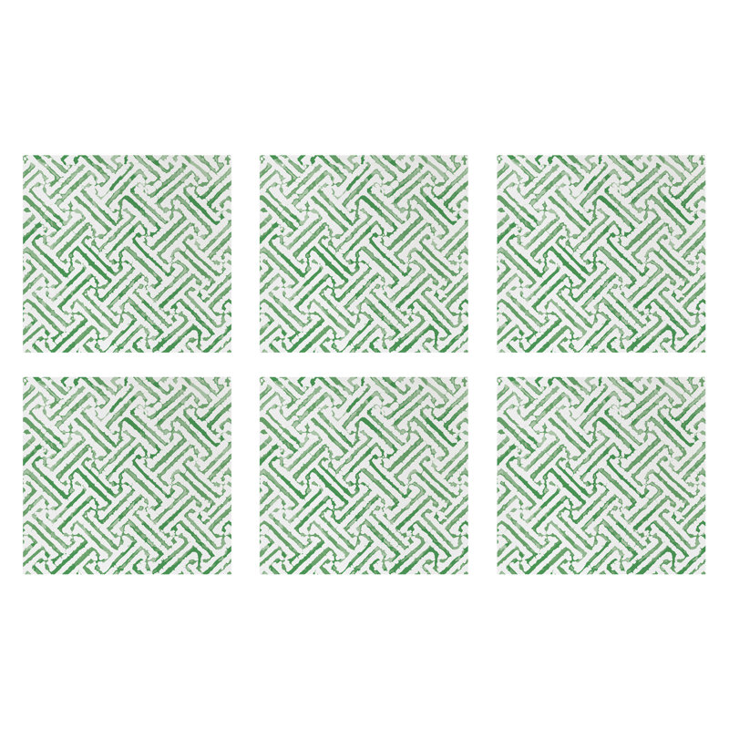 Papersoft Spunlace Abstract Square Napkin, Green, 16" W x 16" L