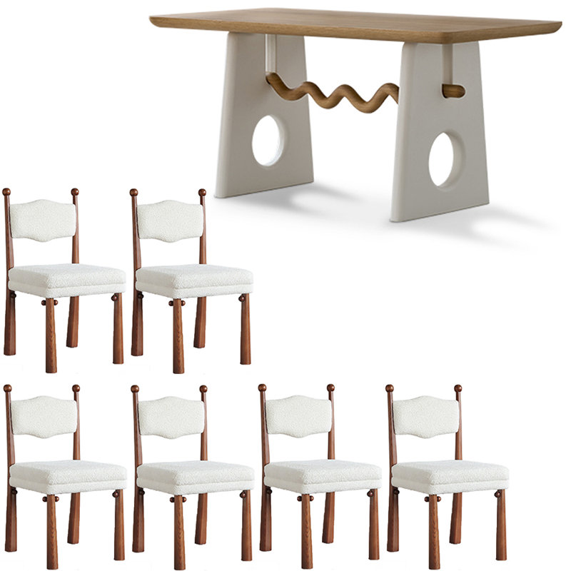 French style solid wood dining table set, 29.5"H x 62.9"L x 31.4"W