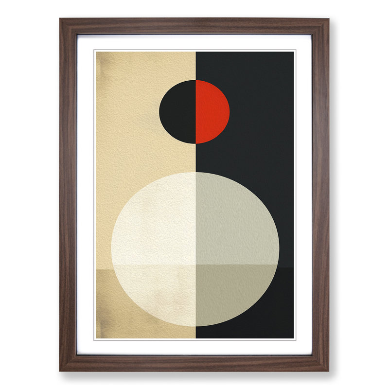 Minimalist Geometric No.3 - Single Picture Frame Print on Wood, 34cm H x 25cm W x 2cm D, Walnut Framed