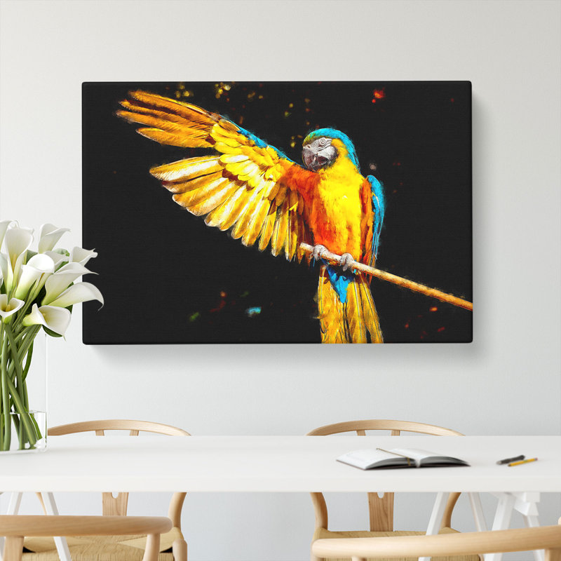 Yellow Macaw Parrot - Wrapped Canvas, 50cm H x 76cm W x 3cm D
