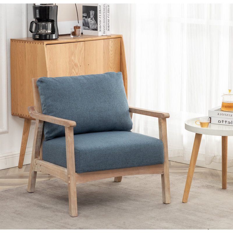 Tryphosa Upholstered Armchair, Blue Linen Blend