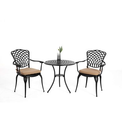 Ensemble bistro de patio et ensemble bistro en fonte d'aluminium avec ensemble de 2 chaises pour bistro, ensemble bistro toutes saisons