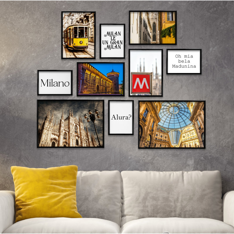 Giallobus - Set 10 Poster Da Parete - Raccolta Città Milano - Carta Patinata - | 2 X A3 42X30cm | 4 X A4 30X21cm | 4 X A5 21X15cm | - Senza CORNICI - Stampe Moderne Soggiorno