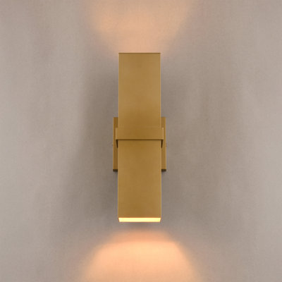  Applique murale d'extérieur en or 2 lumières H 14 po Lavage en aluminium résistant à la rouille Lavage 14 po Lavage, compatible avec les DEL, compatible avec une porte d'entrée de patio ou de garage