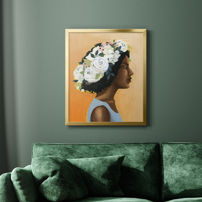 Toile encadrée de qualité moderne Laurel I - prête à être accrochée, Or, H 24 po x l 20 po