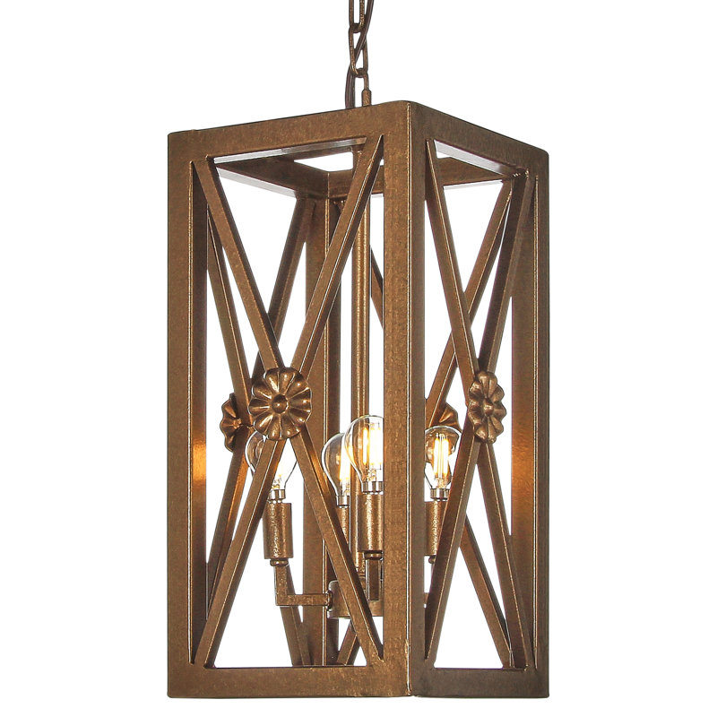 Luminaire suspendu rectangulaire à 4 lumières Medallion