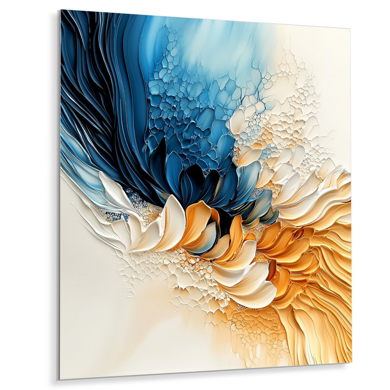 «Abstract Coastal Blue Echo Landscape I», décor métallique moderne, impression sur métal moderne