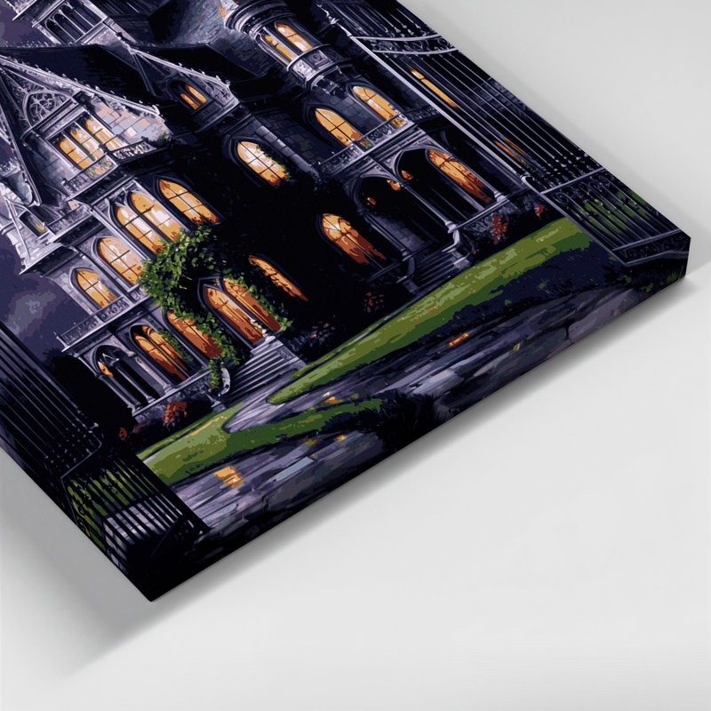 Halloween, scènes gothiques victoriennes sur toile grise, H 8 po x l 10 po
