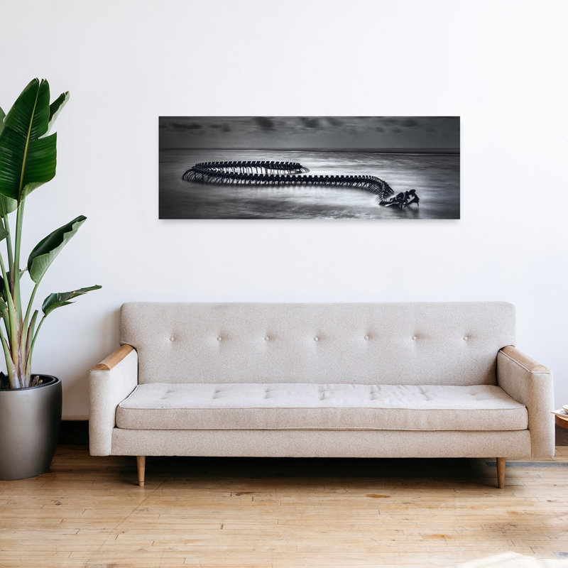 Art mural mystérieux, squelette, océan, 48" H x 16" W