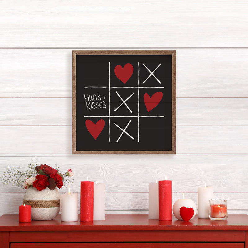 Hugs and Kisses Tic Tac Toe - noir, H 16 po x l 16 po