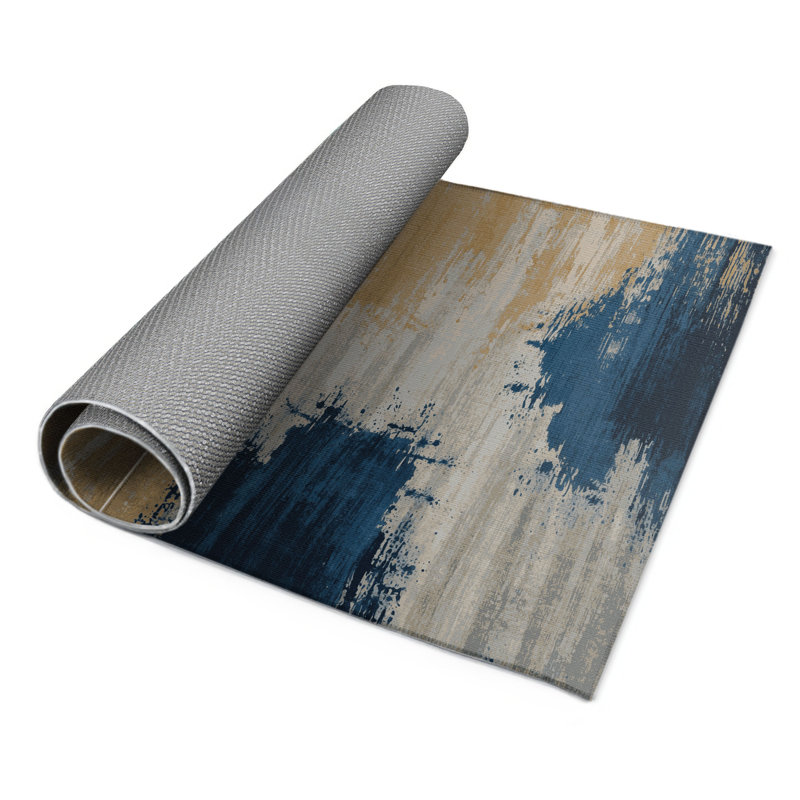 Tapis intérieur et extérieur gris Watercolor, Rectangulaire 2 pi x 3 pi