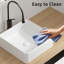 Lavabo vasque rectangulaire, 15 po x 15 po, en céramique de porcelaine blanche, conception rayée, facile à nettoyer et à entretenir, salle de bain moderne de style esthétique 15 po x 15 po, polyvalente pour les comptoirs, surface lisse