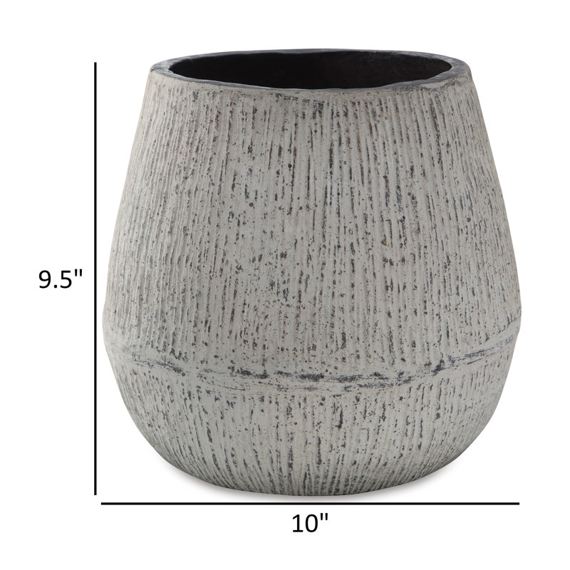 Mony Tabletop Decorative Flower Vase, Home Accessory, White Brown, 9.5" H x 10" W x 10" D