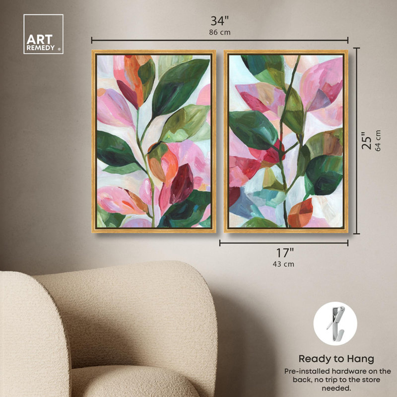 Blossom Set Canvas Print Botanical Wall Decor Set by Art Remedy, Black Frame, 10 x 15, H 25 po x l 17 po, Encadrement doré