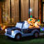 Camion avec citrouilles-citrouilles gonflables illuminées Jack-O-Lantern