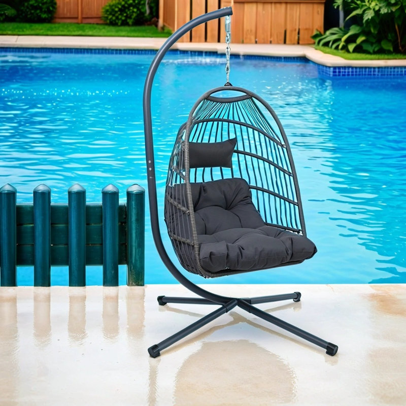 Ensemble de chaises à œufs suspendues avec support: balancelle d'intérieur / extérieur pour patio