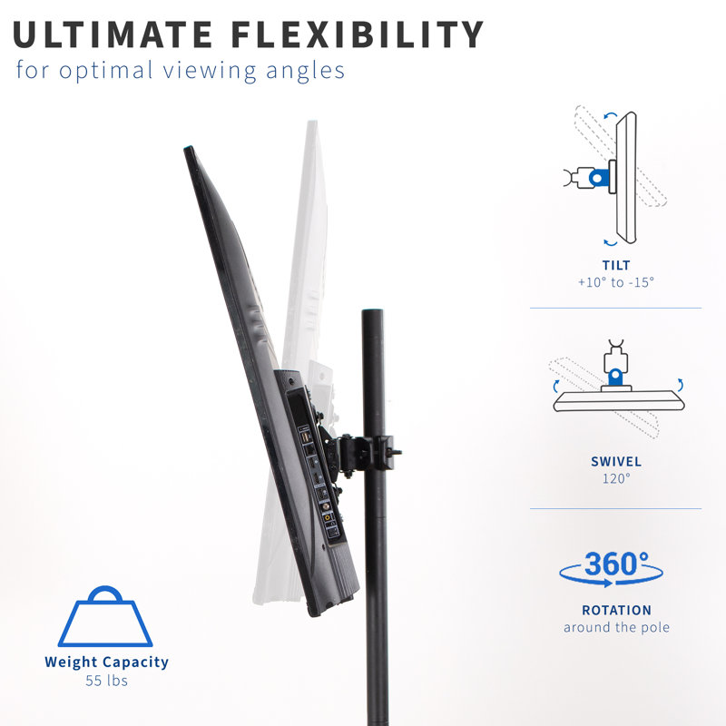VIVO Black Steel Universal Pole Mount TV Bracket for 32" to 55" Screens