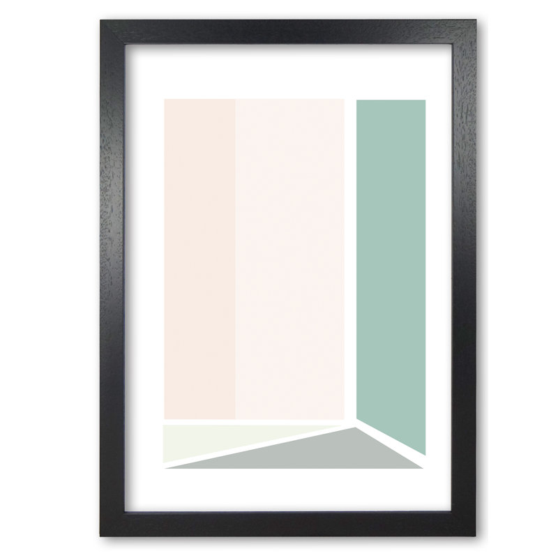 Abstract Rectangle - Print, 60 cm H x 42 cm W x 5 cm D, Black Grain Frame