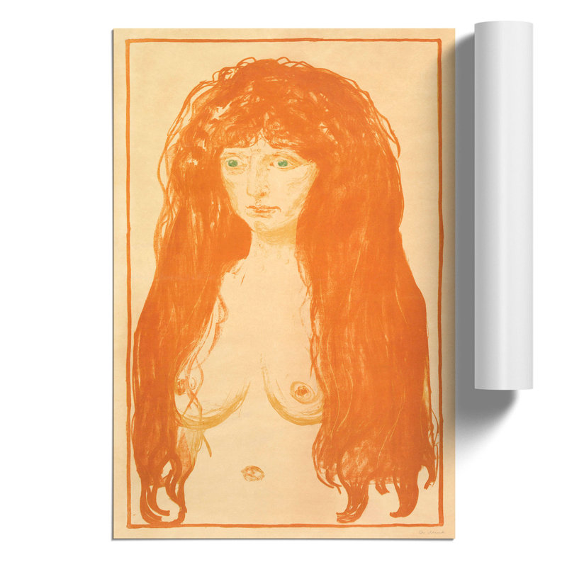 Woman With Red Hair by Edvard Munch - No Frame Painting, 30cm H x 21cm W x 0.1cm D