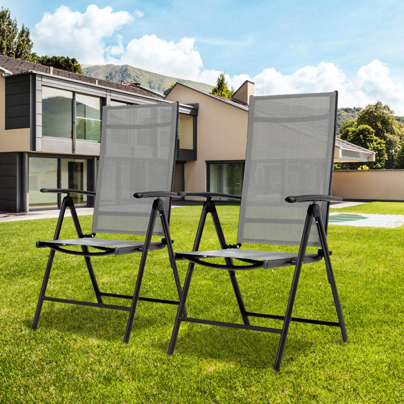 Garden Chairs, Foldable High-backed Chair, Adjustable Aluminium Balcony Chair, 7-level Adjustable Backrest, Weatherproof, Rustproof, Up To 120 Kg, Outdoor Dining Chair