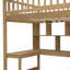Lit mezzanine simple en bois avec bureau intégré, DEL, tablettes de rangement, armoires et escalier-2107607210