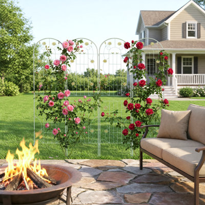 Set of 4  Outdoor Metal Trellises, Freestanding Tall Trellis for Climbing Plants, Garden Trellis for Tomato, Rose and Vine