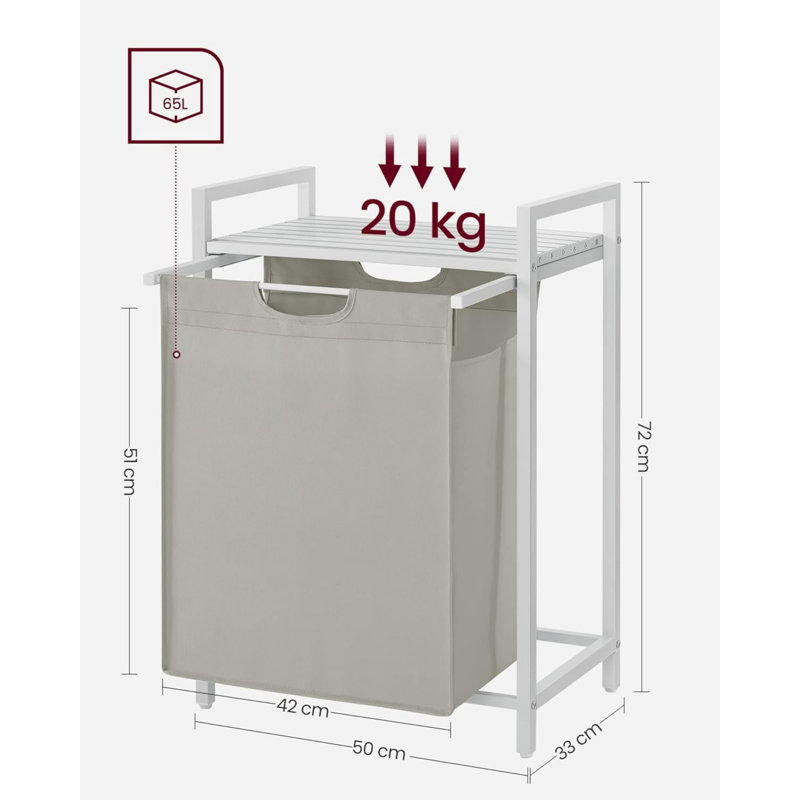 MDF, Steel, Oxford Fabric Laundry Cart, White