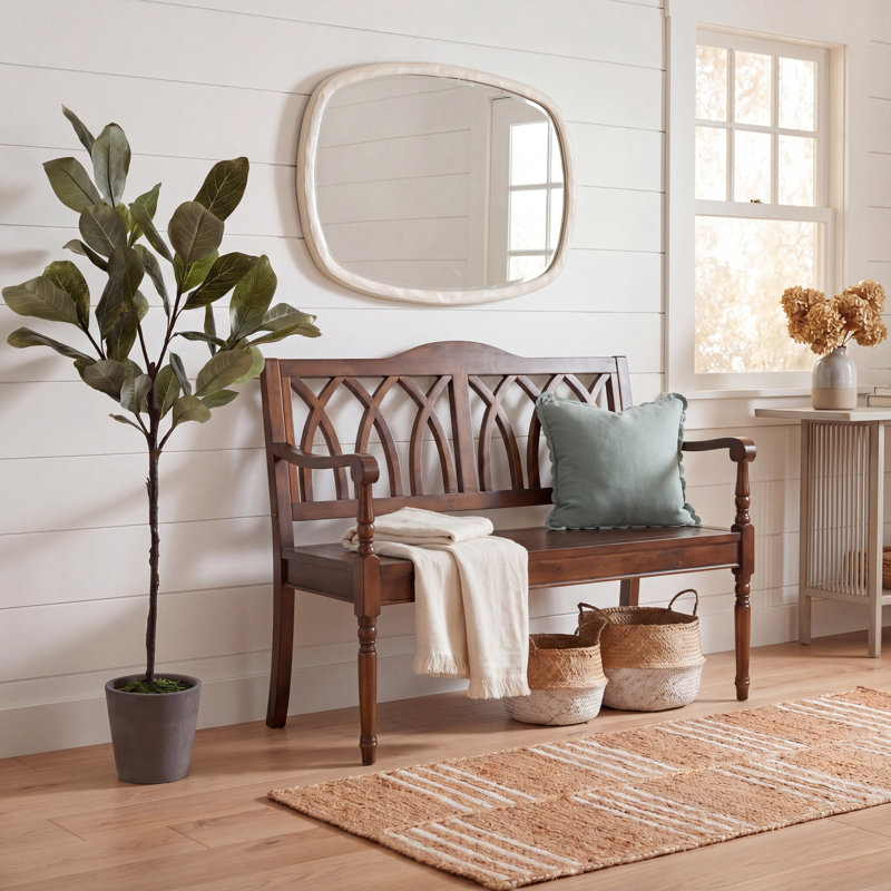 Metinaro Solid Wood Bench, Dark Teak
