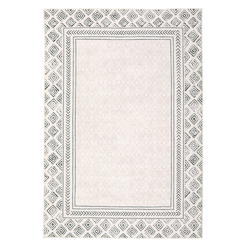 Area RugModern Bordered Accent Rug for BedroomWashable Living Room RugHome Decor CarpetNon Shedding Kitchen Rug, Gray