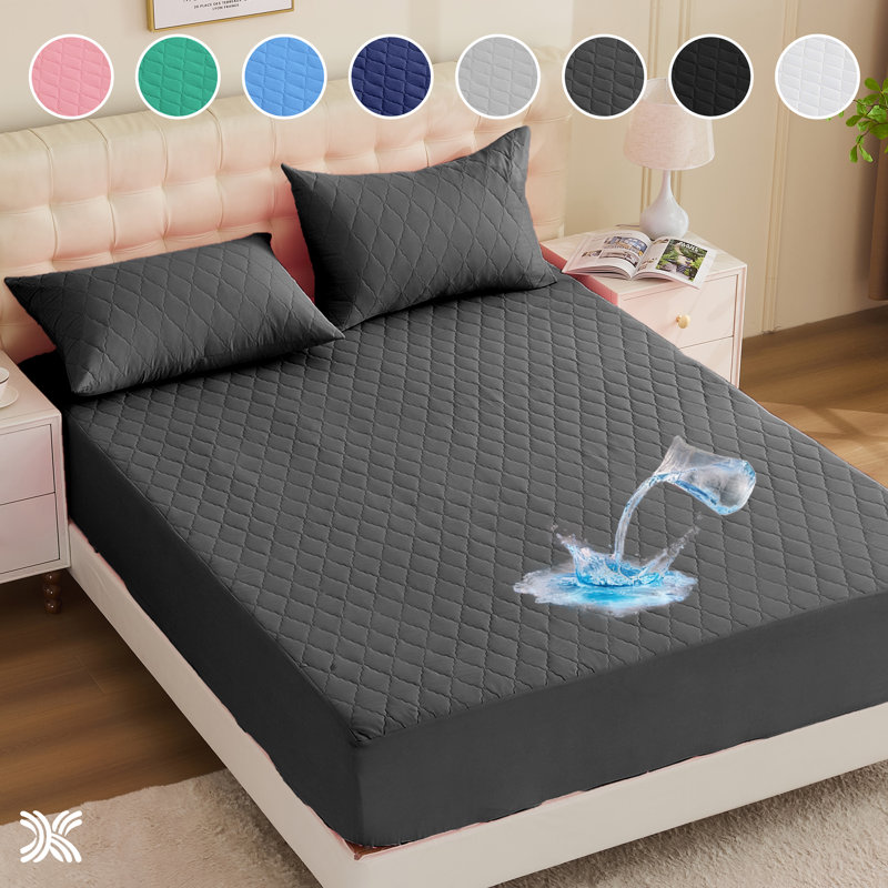 3pcs Waterproof Mattress Protector Set – Breathable Quilted Design, 16-Inch Deep Pocket, Quiet Soft Fabric, Includes Mattress Cover + 2 Pillowcases