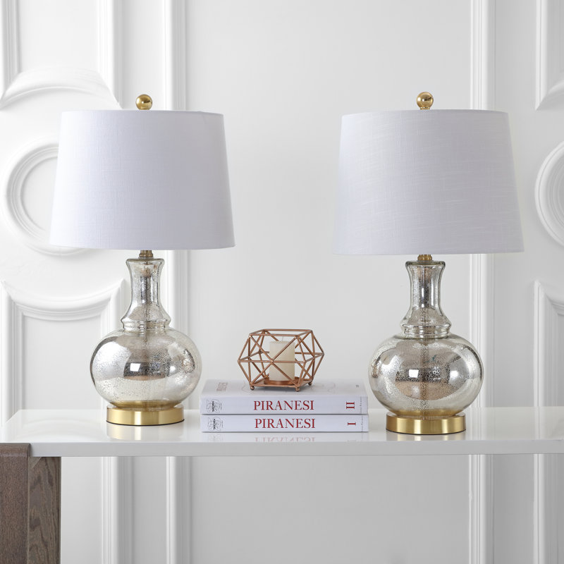 Lynelle Glass Table Lamp, Mercury Silver