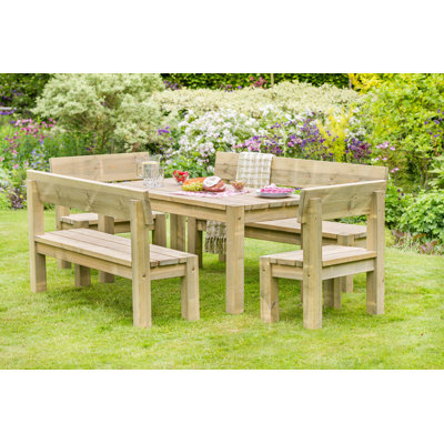 Philippa 8 - Person Wood Patio Dining Set with Rectangular Table