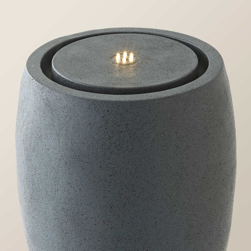 Outdoor Fountain with Lights, Grey
