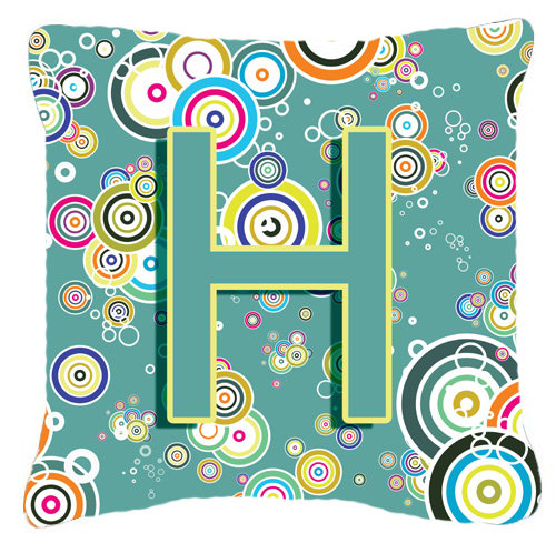 Monogramme initiale cercle cercle intérieur/extérieur Throw Pillow, 14" H x 14" L x 4" D, H