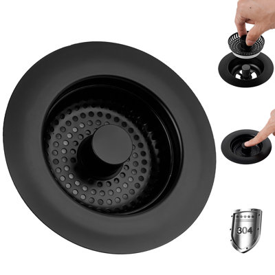 Upgraded 3 in 1 Kitchen Sink Drain Strainer, Matte Black