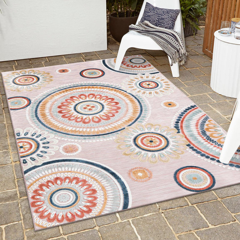 Tapis intérieur / extérieur en polypropylène tissé à la machine Firman Wygant, Rectangle 6 pi 4 po x 9 pi