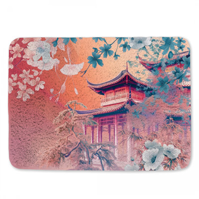 Pagoda Bath Mat Architecture Bathroom Decor Japandi