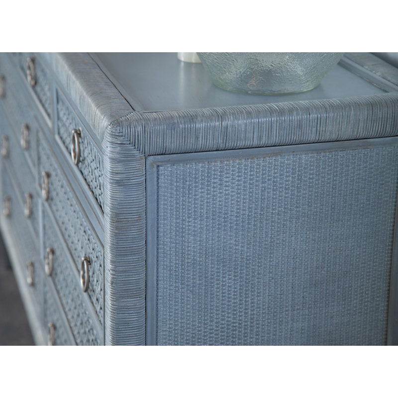 Naples 9 Drawer 64'' W Dresser, Sea Glass, Yes, Satin Nickel