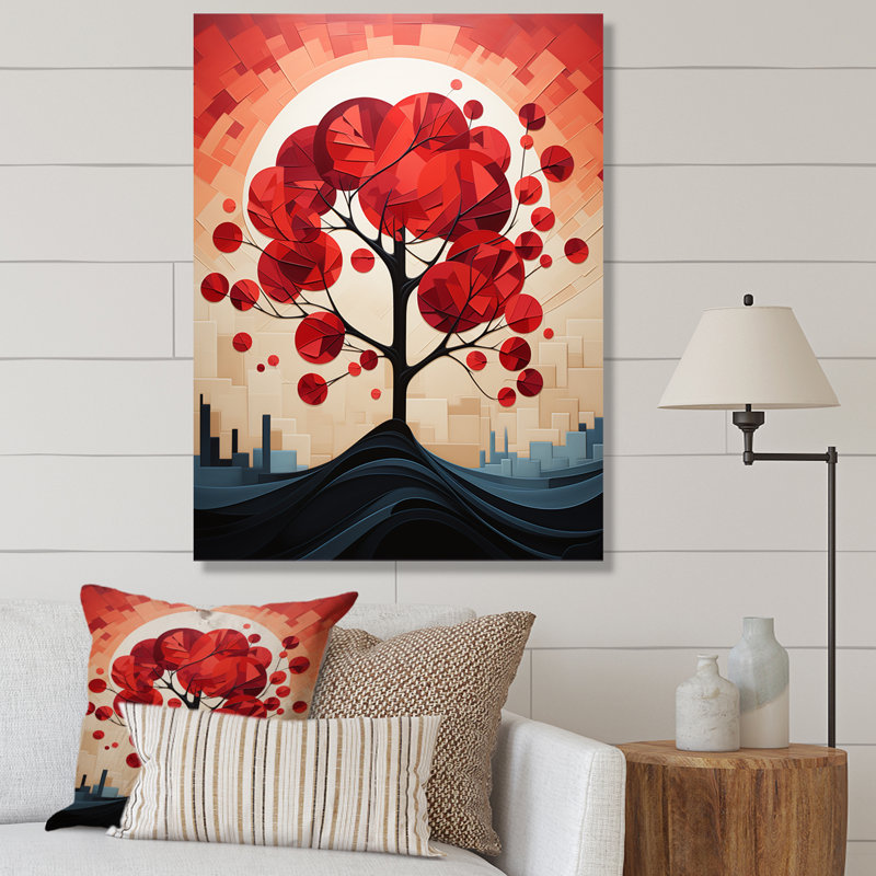 Red Maple Tree Harmony In " Red Maple Tree Harmony In ", 44" H x 34" W x 1.5" D, Wrapped Canvas