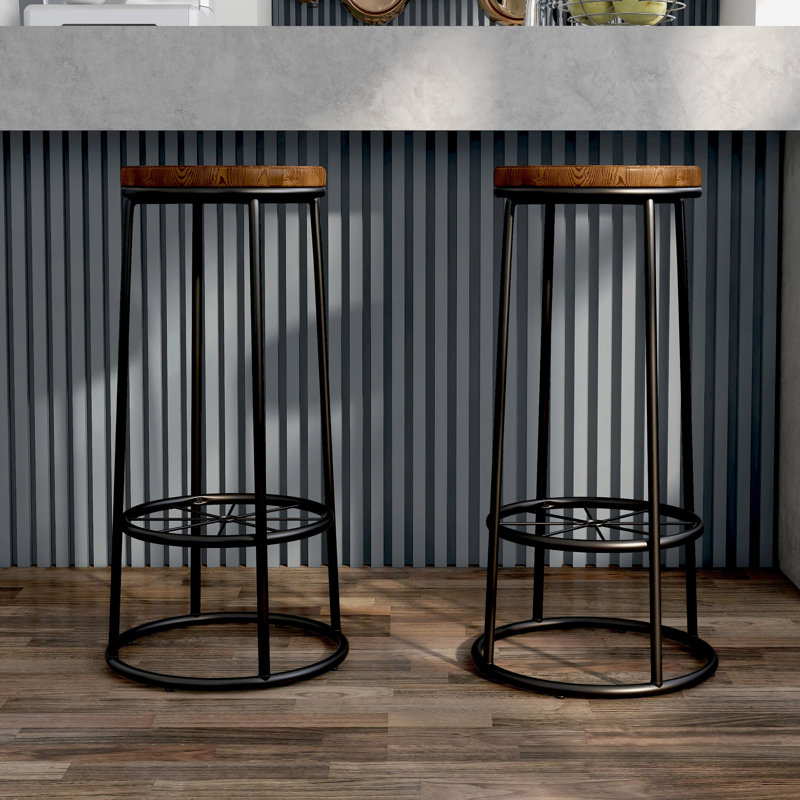 Hassan 33" Bar Stools, Toasted Barnwood