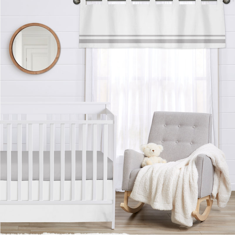 White and Gray Cotton Tab Top Window Valance