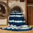 Washable Ink Blue White Striped Area Rug-2138759263