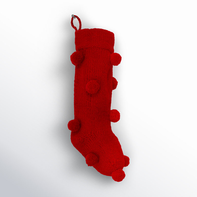 Wool Knit Stocking, Red