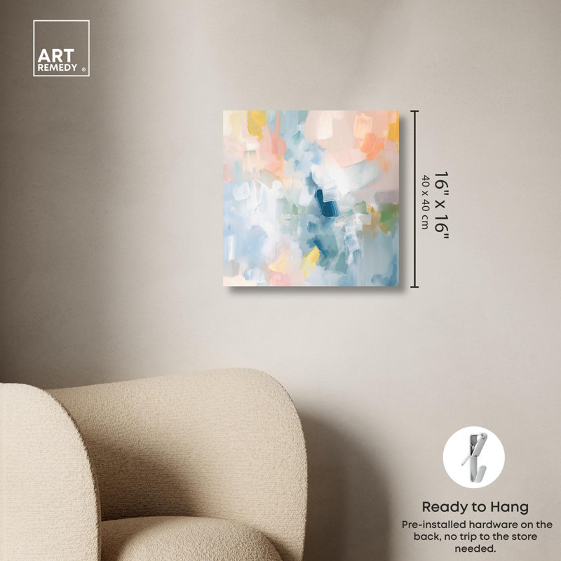 «Estatico I», toile de couleur moderne abstraite par Art Remedy, H 16 po x l 16 po x P 1,5 po, Toile tendue