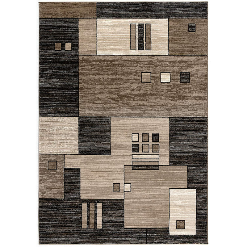 Tapis de couloir géométrique beige et brun 2 X 13