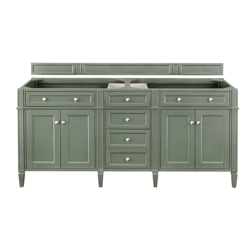 Brittany 72'' W Double Bathroom Vanity Base, Smokey Celadon