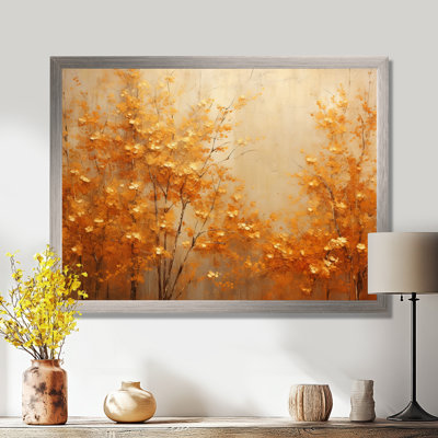 «Golden Autumn Forest Harmony I», art mural forêt pour le salon