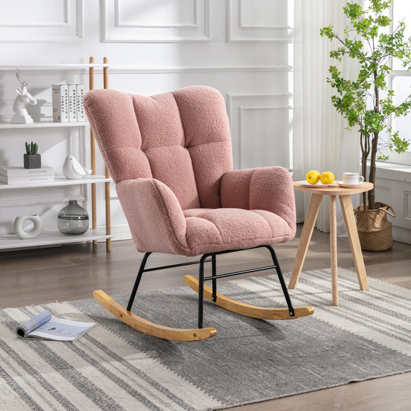 Chaise berçante moderne Marsa, Ourson rose